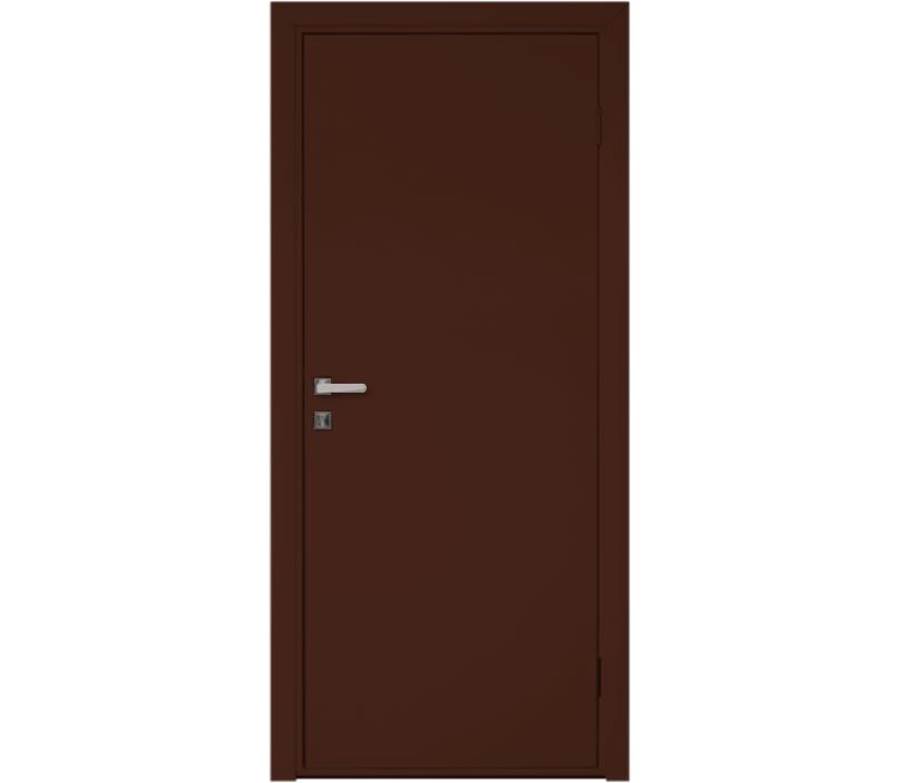Влагостойкая дверь ПВХ EtaDoor глухая коричневая одностворчатая с алюминиевой кромкой
