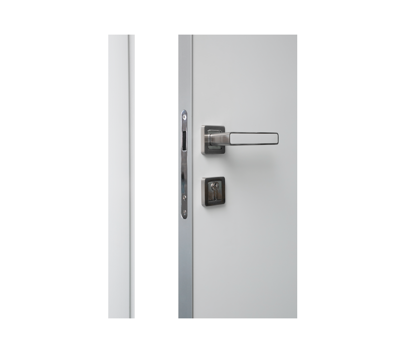 Влагостойкая дверь ПВХ EtaDoor с окном белая одностворчатая с алюминиевой кромкой