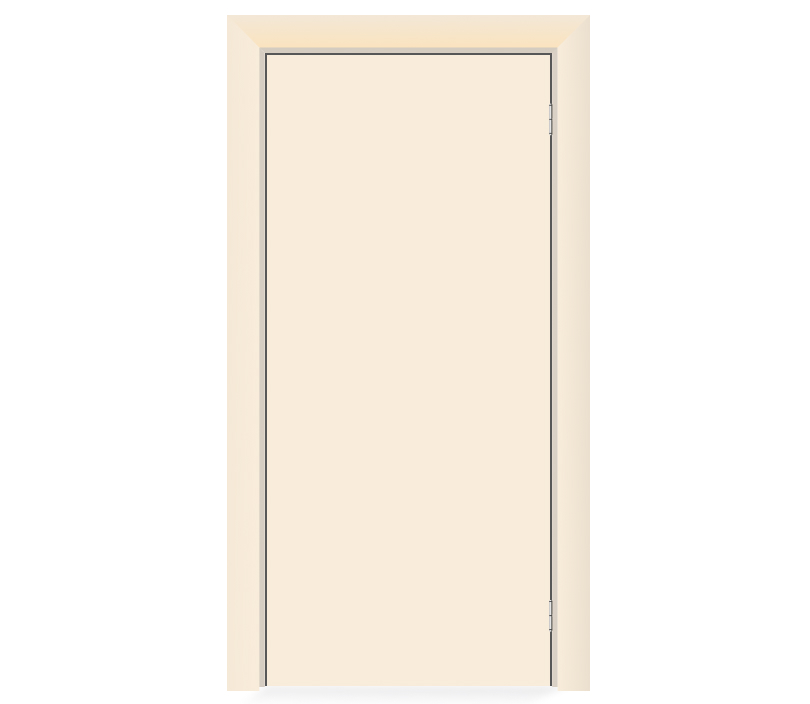 Влагостойкая дверь ПВХ EtaDoor глухая кремовая маятниковая одностворчатая с алюминиевой кромкой