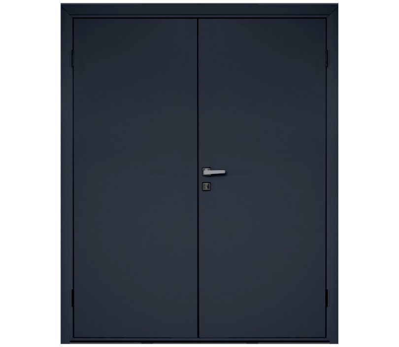 Влагостойкая дверь ПВХ EtaDoor глухая цвет антрацит двухстворчатая с алюминиевой кромкой