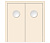 Влагостойкая дверь ПВХ EtaDoor с иллюминатором кремовая маятниковая двухстворчатая с алюминиевой кромкой