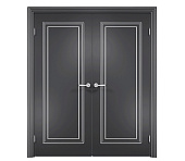 Двухстворчатая дверь Милан ДГ1 глухая серая с патиной