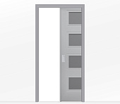 Дверь пенал раздвижная встроенная в стену одностворчатая Гранада ДО 4 серая