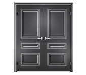 Двухстворчатая дверь глухая Милан ДГ3 с патиной серая