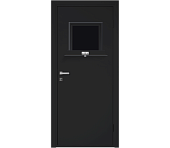 Влагостойкая дверь ПВХ EtaDoor с передаточным окном черная одностворчатая с ПВХ кромкой