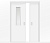 Дверь пенал раздвижная встроенная в стену двухстворчатая белая с окном