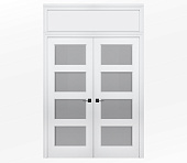 Дверь межкомнатная белая со стеклом Римини ДО4 с фрамугой