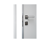 Влагостойкая дверь ПВХ EtaDoor глухая белая двухстворчатая с алюминиевой кромкой
