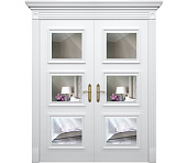 Двухстворчатая дверь Монца ДГ6 с зеркалом белая