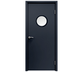 Влагостойкая дверь ПВХ EtaDoor с иллюминатором цвет антрацит одностворчатая с ПВХ кромкой