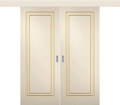 Двухстворчатая дверь раздвижная Милан ДГ1 глухая слоновая кость с патиной