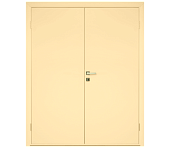 Влагостойкая дверь ПВХ EtaDoor глухая ванильная двухстворчатая с ПВХ кромкой