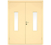 Влагостойкая дверь ПВХ EtaDoor с окном ванильная двухстворчатая с ПВХ кромкой