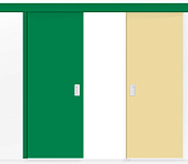 Межкомнатная двустворчатая дверь купе ПВХ глухая двухцветная