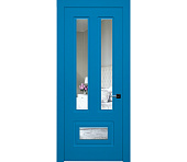 Дверь межкомнатная с зеркалом Милан ДГ10 голубая
